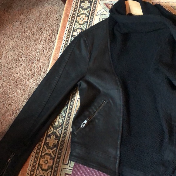 *RARE* Free People Shawl Collar Moto Jacket Black Denim Size 0 - Picture 6 of 13